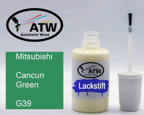 Mitsubishi, Cancun Green, G39: 20ml Lackstift, von ATW Autoteile West.